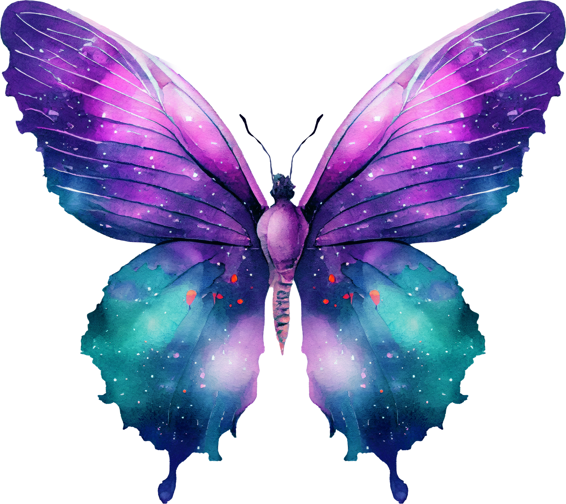 Cosmic Butterfly Watercolor Illustration